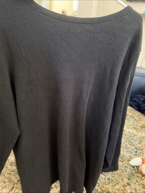Woman Within Black Ribbed Crewneck Sweater
